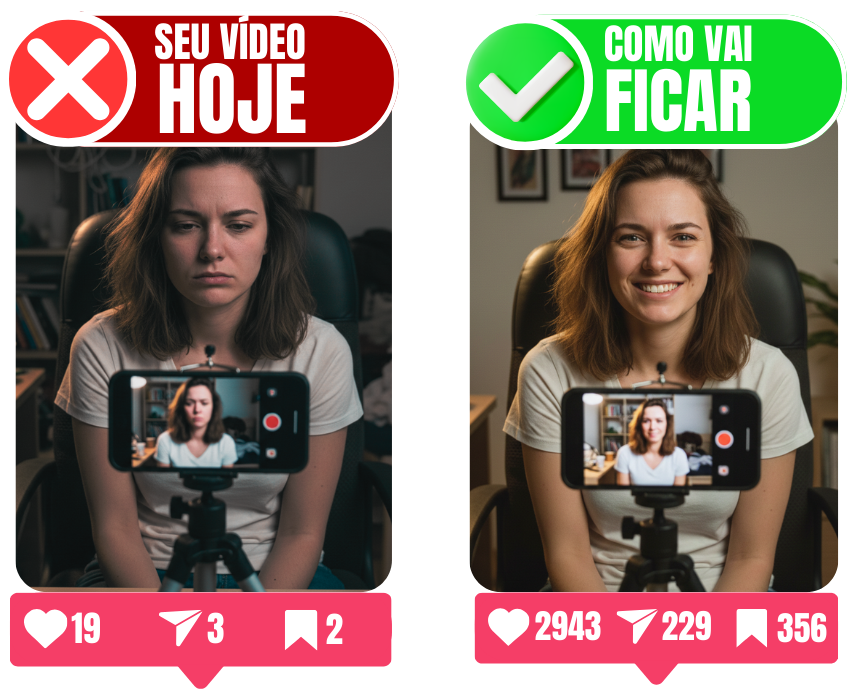 Comparação vídeo antes e depois